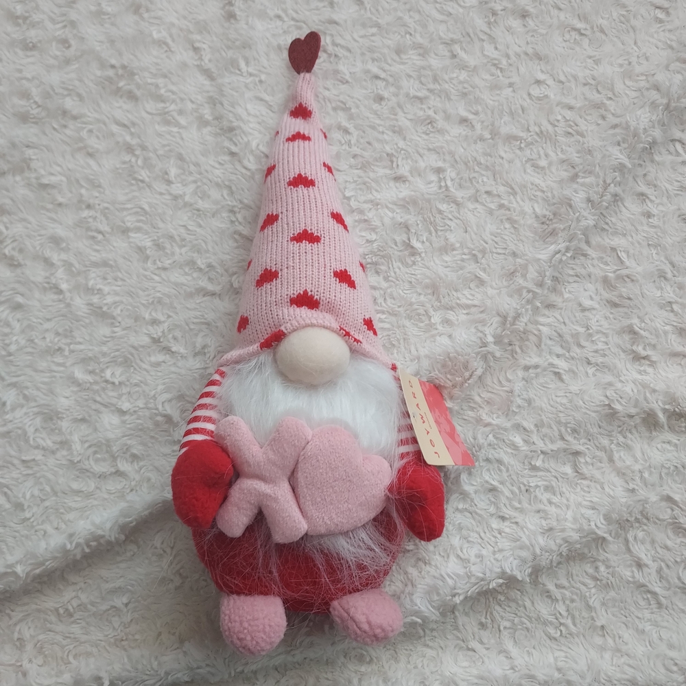 Love XO Valentine Whimsical Gnome Plush with Red Hearts Hat Sweetheart